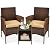 Best Choice Products 3-Piece Outdoor Wicker Conversation Bistro Set, Space Saving Patio Furniture for Garden w/Side Table - Brown/Tan