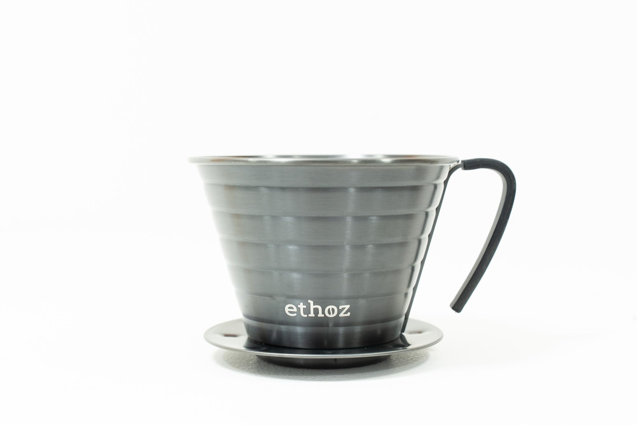 Ethoz® Pour Over Coffee Maker – Sustainable Stainless Steel Pour Over with Built-In Reusable Filter, Flat/Convex Bottom for Even Extraction, Eco-Friendly Design, Precision Anywhere Brewing