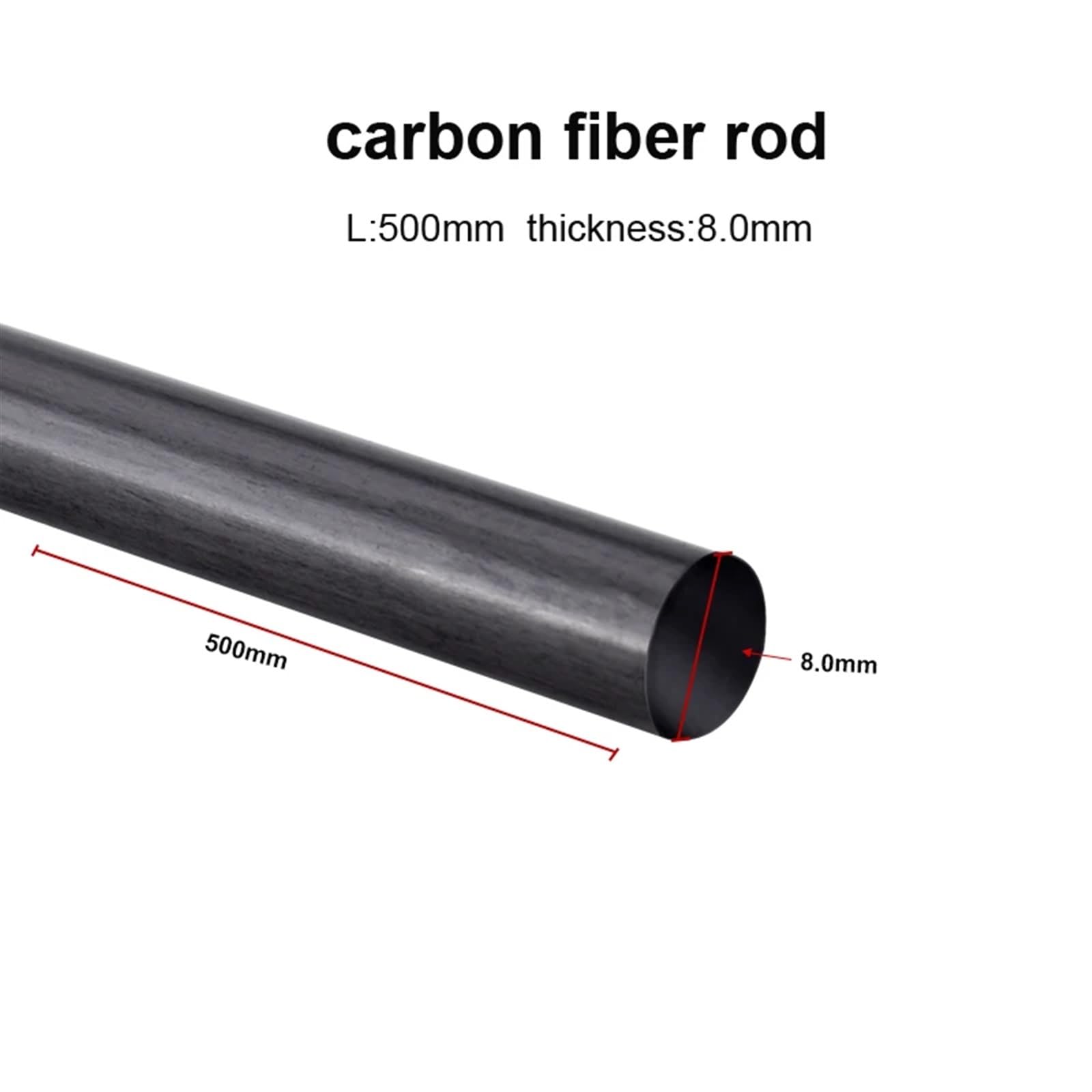 3pcs Carbon Fiber Rods with A Length of 500mm and A Diameter of 1mm to 12mm for RC Model Parts Carbon Fiber Rods(8.0MMX500MM)
