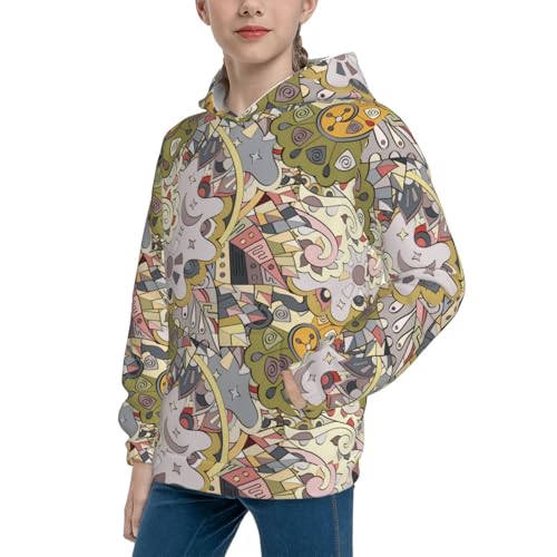 Ethnic Colorful Doodle Kid Hoodies Boys Sweatshirts Girls Pullover with Pocket2