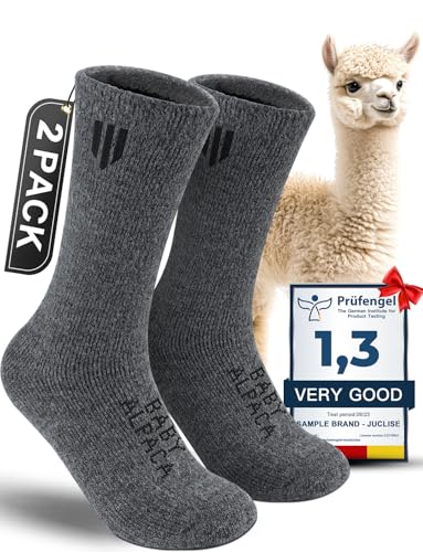 Juclise Men's Thermal Alpaca Crew Socks, Thick Winter Socks (US, Alpha, Large, Regular, Regular, Dark Gray)