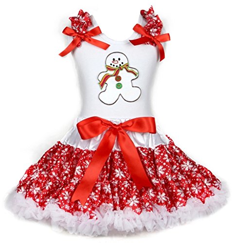 Vestido de jengibre navideño con camisa de muñeco de nieve y falda de copos