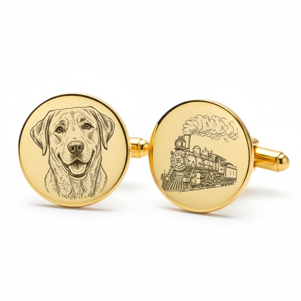 Custom Photo Engraved Cufflinks | Personalized Picture Cuff Links for Men | Unique Wedding and Gift Jewelry | Custom Photo Accessories for Groom and Men-image-12