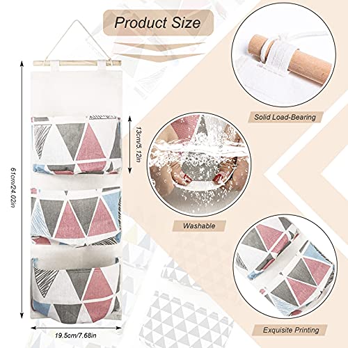Holengs 3 Packs Wall Closet Hanging Storage Bag, 3 Pockets Waterproof Wall Mounted Hanging Organizer, Premium Over The Door Linen Fabric Nursery Storage Pocket For Room Bedroom Bathroom #TOP1