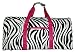 21 in Print Duffle, Overnight, Carry on Bag with Outside Pocket and Shoulder Strap (Zebra with Pink Trim)