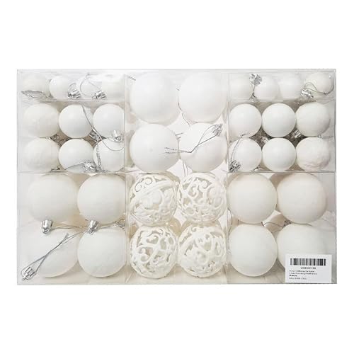 Kit C/100 Bolas de Natal Lisas/Foscas/Glitter - Branco