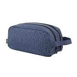 GOX Water-Repellent Nylon Travel Small Toiletry Bag for Men with Dual Side Compartments - TSA Carry-On Leakproof Cosmetic Organizer Dopp Kit (10.4"x5.5"x5.1") & Carry Handle (Navy)