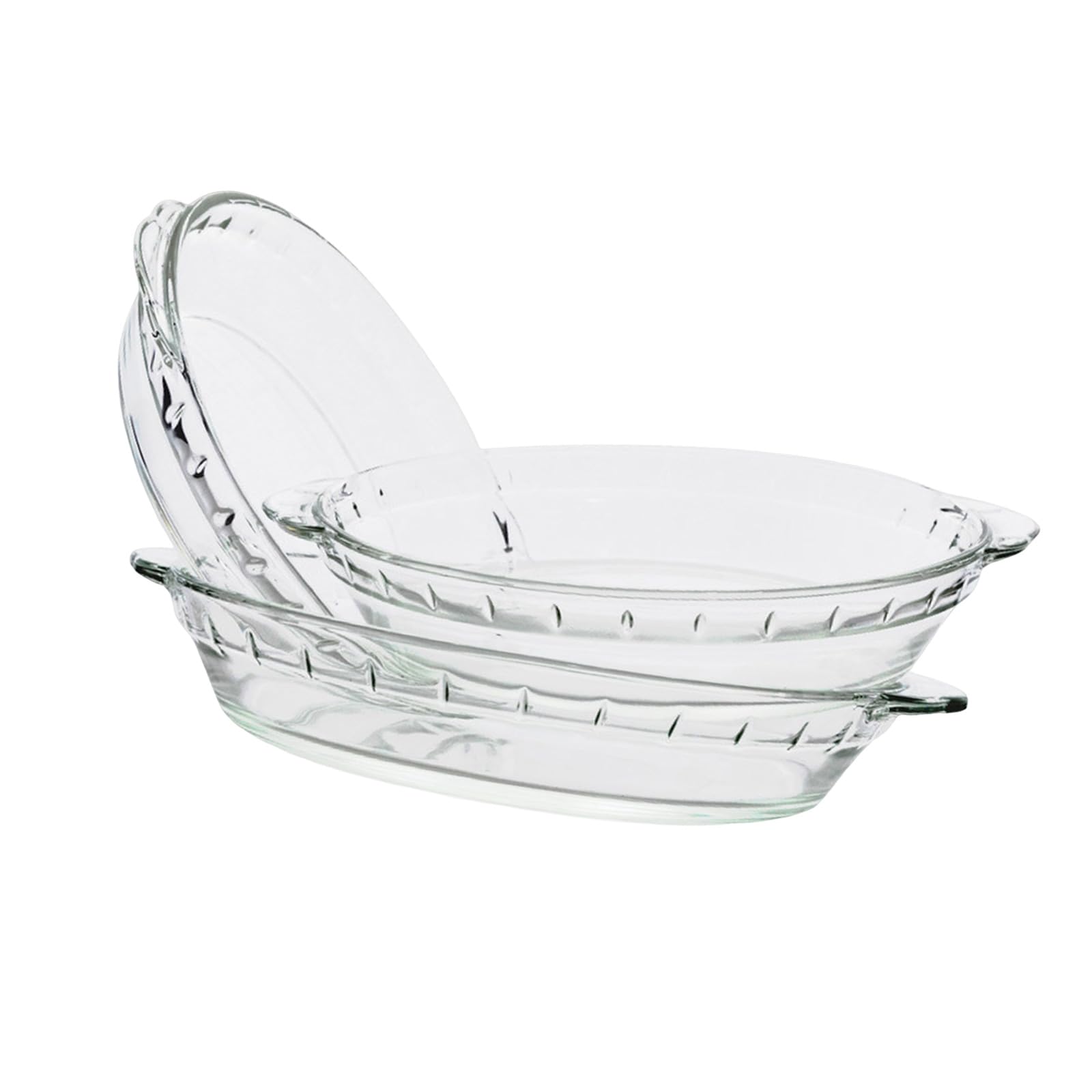 carotoe Borosilicate Glass Plate with Ergonomic Handles Round Transparent Serving Tray for Oven Microwave and Fridge Oven Safe Glass Bakeware