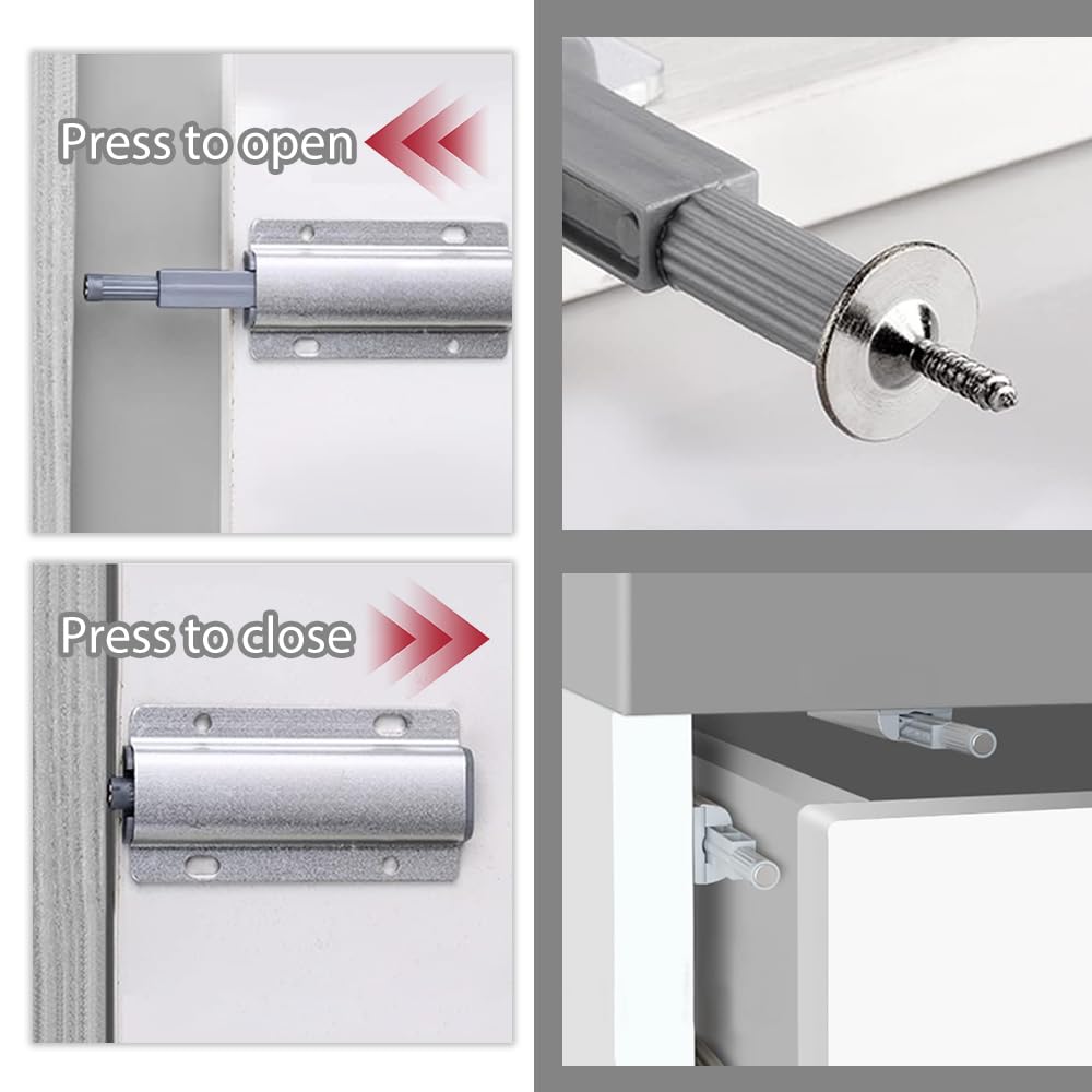 Apriporta A Pressione Per Mobili - Set 8 Pezzi Con Chiusura Magnetica, Per Ante E Cassetti Senza Maniglie - Foto 7