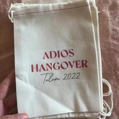 EAZBRIDGE Personalized Hangover Recovery Kit Drawstring Bags,Adios Hangover - Bachelorette Party - Hangover - Hangover Recovery - Custom Gift - Mexico Survival Kit