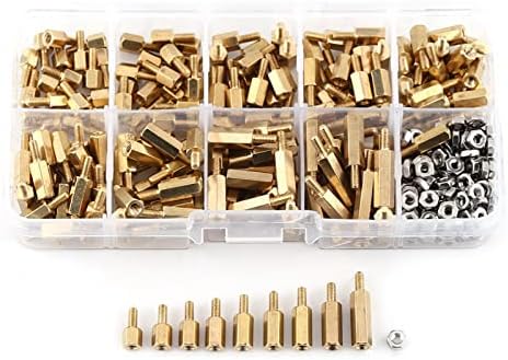 360pcs Hex Standoff Assortment Kit M2.5 Male-Female Threaded Brass Spacer Standoff Screw Nut Pillar PCB Motherboard