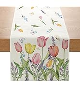 Lavender Tulip Table Runner - 13x72 Inch Spring Floral Dining Table Decor
