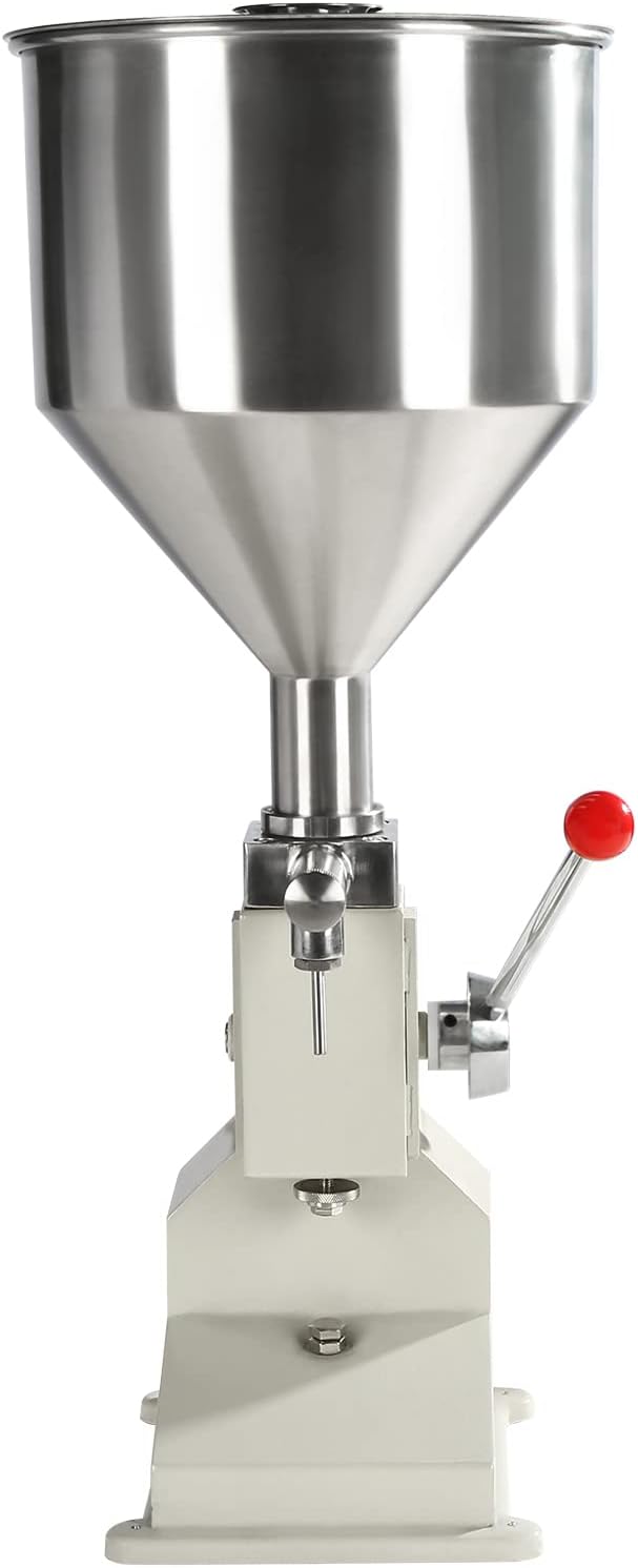 Manual Liquid Filling Machine Stainless Steel Stainless Steel Filling Machine, Bottle Filler 5-50ml for Paste, Liquid, Cream, Silver