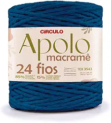 Barbante Apolo Macramê 600g Círculo – Ideal para Macramê, Crochê e Artesanato em Geral (2775-Azul Bic)