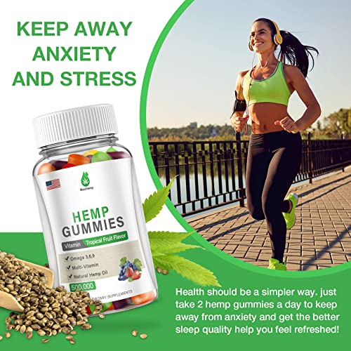 4 Pack Organic Hemp Gummies 500,000 Extra Strengthen High Potency With Pure Hemp Oil Extract Vegan Edible Bear Candy Made In Us #TOP5
