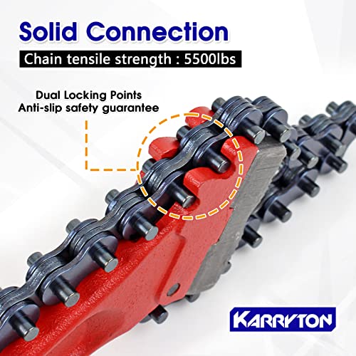 Karryton 14" Chain Pipe Wrench 2" - 5" Pipe Diameters, 18.5" Chain Length Max Breaking Load 5500Lbs, Heavy Duty Plumbing Tool For Pipe Installation, Construction, Oil Fields Operations And Maintenance #TOP6