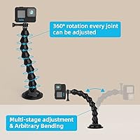 Vista 4 de SUREWO Soporte flexible para cámara con ventosa de cuello de cisne compatible con GoPro Hero 13 Negro, Hero 12/11/10/9/8/7/6/5 Negro, DJI Osmo