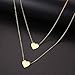 Produktbild CKAWM Halskette Mode Halskette Double Heart Love Double Layer Accessoires Frauen Halsketten Edelstahl Schmuck Geschenke-Gold