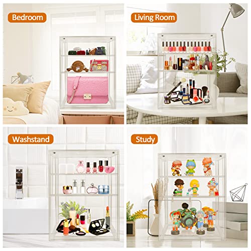 Cutora Clear Handbag Purse Display Case For Closet, Large 3-Tiers Plastic Acrylic Storage Organizers, Anti Dust Luxury Stackable Bag Container Box With Magnetic Door For Clutch Cosmetics Makeup #TOP1