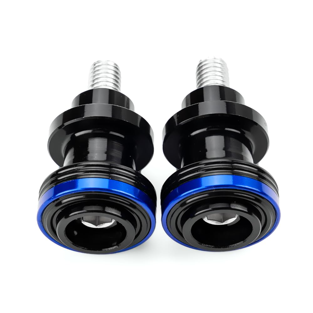 Nottolini Cavalletto Moto M8 8mm Universale Forcellone Alzamoto Bilanciere Posteriore Filettato in Alluminio CNC Blu 2 Pezzi