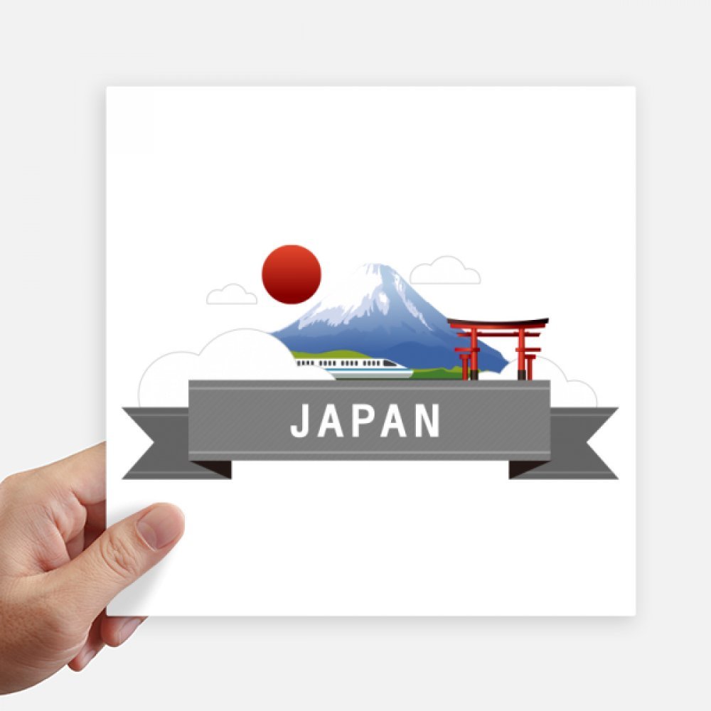 Stickers Mont Fuji et train rouge décor de voyage pour moto et ordinateur