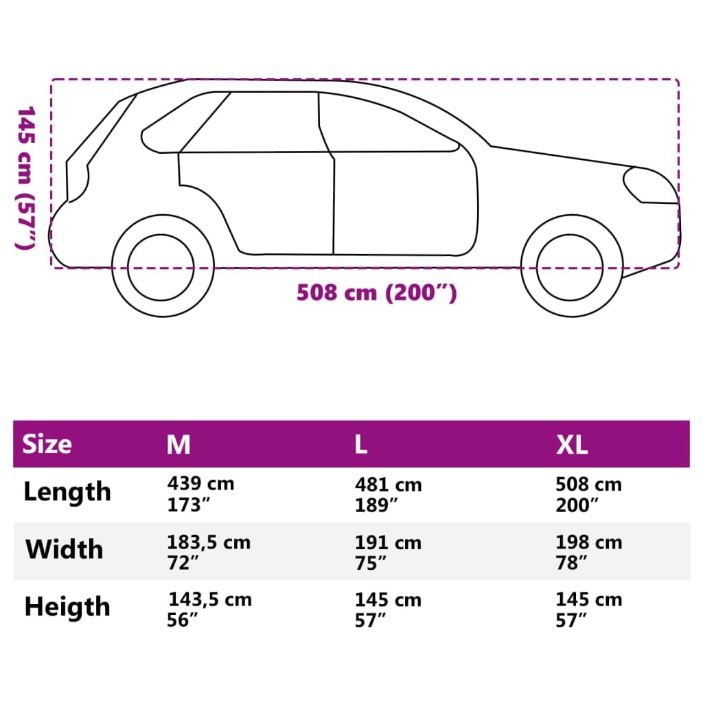 vidaXL Autoabdeckung für SUV Voll Grau XL Vliesstoff