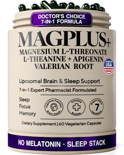 Magnesium L-Threonate with Apigenin, Valerian Root & L-Theanine – No Melatonin Restful Sleep &...
