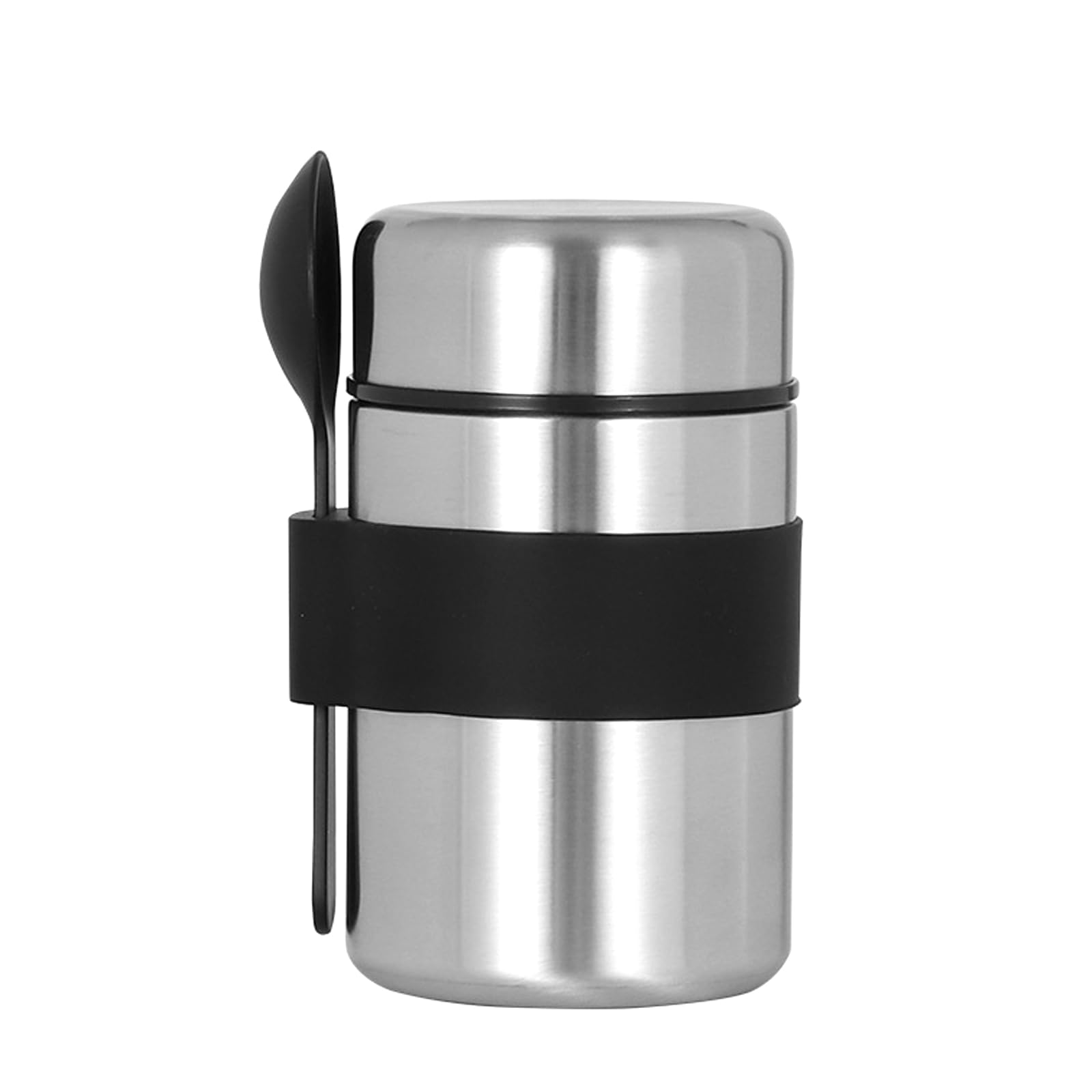 Fuzvol Black Insulated Food Flask For Food Warming,Stainless Steel Food Flask Soup Flask Container With Spoon For Lunch & Dinner Food Carrying（