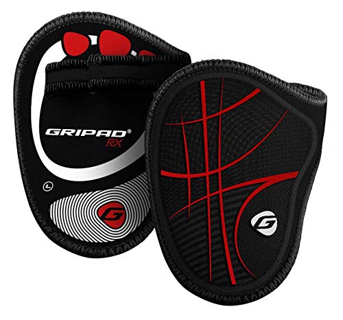 Gripad Rx Lifting Grips (Black/Red) | The Most Durable Grip Pads Yet | The Alternative To Weight Lifting Gloves, Gym Workouts, Wod, Weightlifting | Neoprene Padded Grips | Flexible Rubber Palm #TOP3