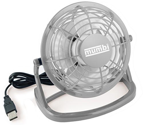 mumbi USB Ventilator - Mini USB Fan für den Schreibtisch mit An/Aus-Schalter in grau