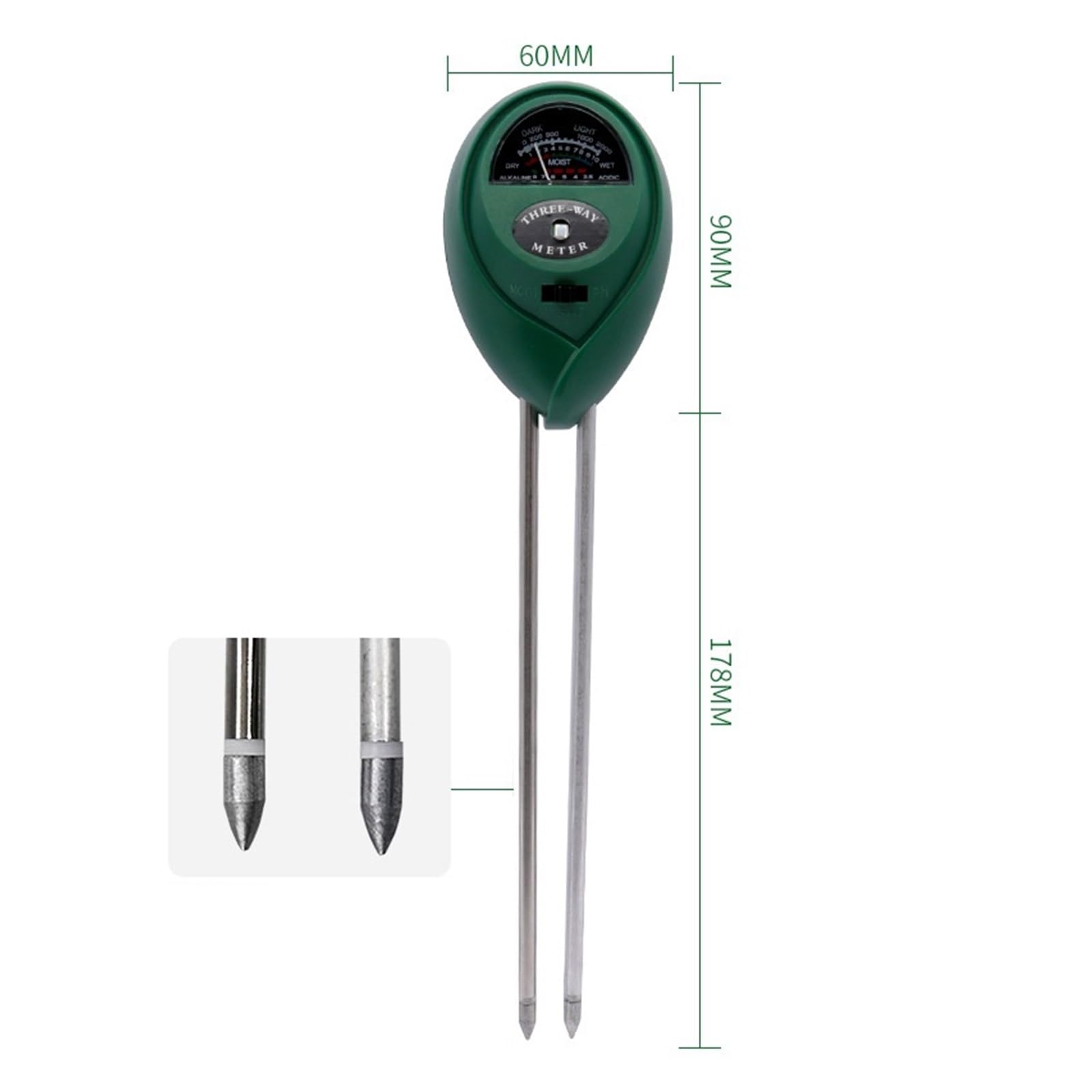 Medidor de humedad del suelo Medidor De PH Del Suelo 3 En 1, Herramienta De Jardinería, Kit De Prueba De Suelo Con Luz De Humedad Y Prueba De PH For Jardín, Granja, Césped, Interior, 4 Uds. Fiable y P