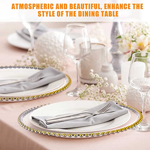 Didaey 24 Pack 13 Inch Clear Charger Plates Bulk Round Beaded Chargers Plates Plastic Decorative Charger Plates With Gold Beaded Rim For Kitchen Wedding Events Dinner Party Tabletop Home Decor #TOP4