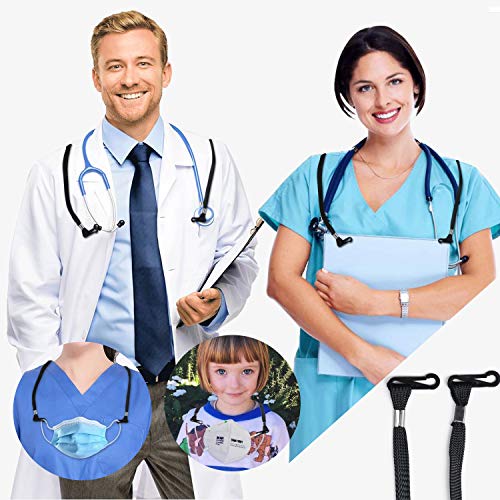 10 Pack Mask Lanyard - Adjustable Ear Pressure Relief Safety Holder & Hanger with with Clasps Extension Hook for Adult and Child Black