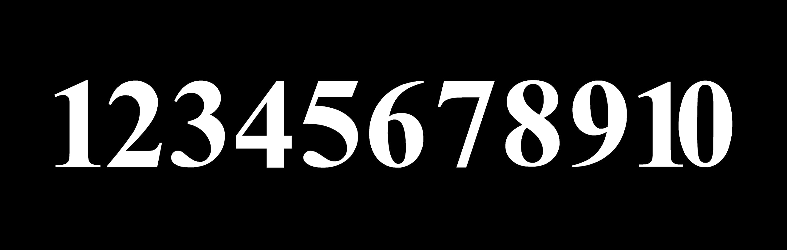 Reflective White Vinyl Numbers Stickers 1-10 (1 of Each Number, 10 Total Numbers) Choose from 1