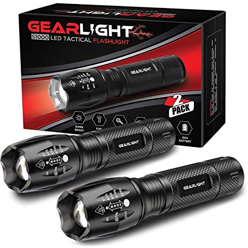 Gearlight S1000 Led Tactical Flashlight With Holster [2 Pack] + Gearlight S500 Led Headlamp [2 Pack] Bundle #TOP1