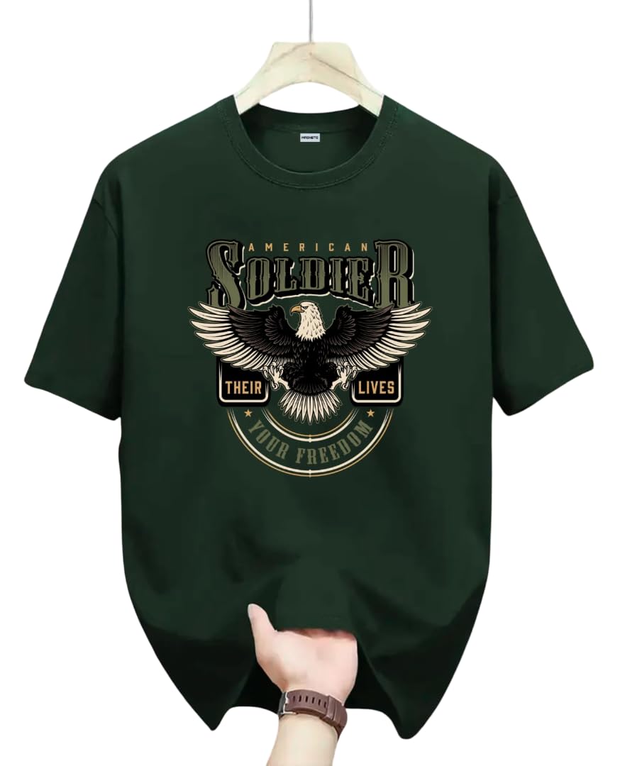 Men’s Graphic Printed T-Shirt – American Soldier Eagle Design | Premium Cotton Round Neck Half Sleeve T Shirt | Casual Stylish T Shirt | Trendy Streetwear, Gym-picture-28