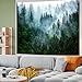 Atrippy Misty Forest Tapestry for Bedroom, Nature Mist Foggy Landscape Wall Tapestry Hanging, Green Trees Wall Art Vintage Retro Room Decor for Living Room College Dorm 51x60 Inches
