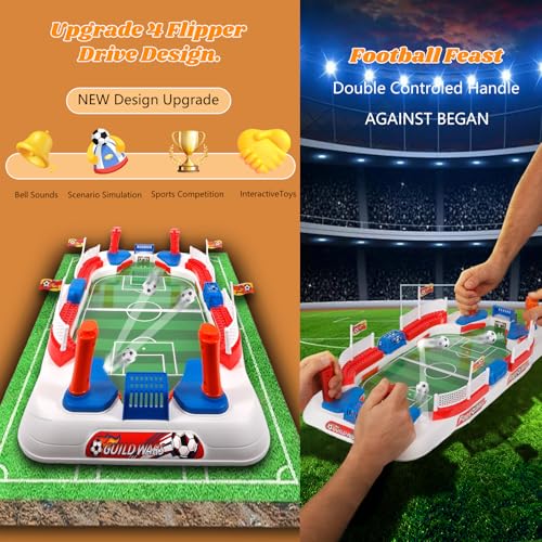 SACBRZZ Mini Tischkicker Kinder, Tischfussball Kinder Spiel, Interaktive Mini Tischkicker, Mit 2 Fussball, Handpunktezähler, Aufkleber, Fußball Geschenke Für Jungen, Zuhause & Party Für Groß & Klein