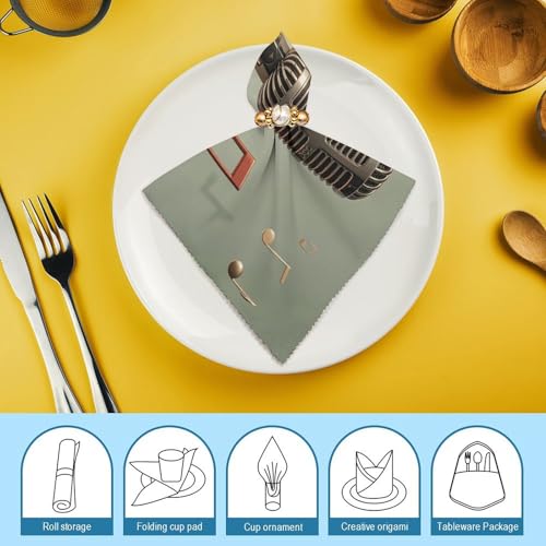 Servilletas de Tela con Microfono y Nota Musical Paquete 6 miniatura 7