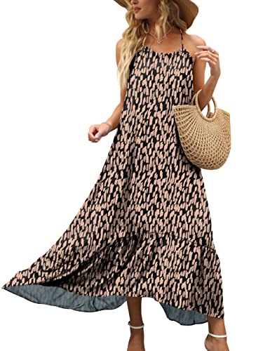 Anrabess Women’s Summer Casual Spaghetti Strap V Neck Print High Low Ruffle Maxi Long Dress 450Heifenhuang-S #TOP13