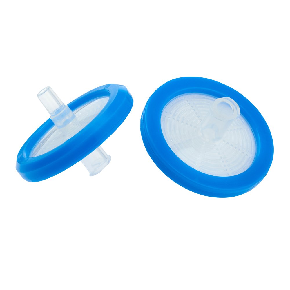 Celltreat 229741 Syringe Filter, PVDF Membrane, Sterile, 0.10µm Port Size, 30mm Diameter, Blue (Case of 30)
