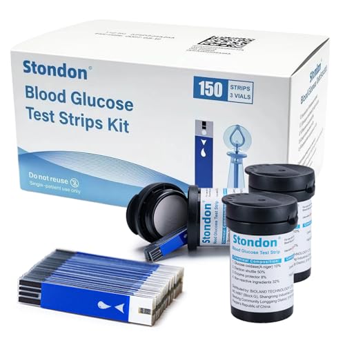 Stondon Blood Glucose Test Strips and Lancets 150 Test Strips + 150 Lancets Compatible with Stondon G430/G520/G425-3 Glucose Meters No Coding Blood Sugar Testing Supplies
