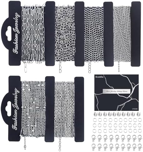 Amazon.com: Ecoofor Sliver Necklace Chain Kit for Jewelry Making, 16.6 ...