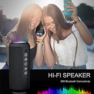 Ortizan Portable Bluetooth Speaker: IPX7 Waterproof, 24W Loud Sound, Deep Bass, Bluetooth 5.3, LED Lights, Wireless Stereo Pairing, 30H Playtime, for Home/Outdoor/Party/Beach, Birthday Gift (Black) Ortizan Portable Bluetooth Speaker IPX7 Waterproof 24W Loud Sound Deep Bass Bluetooth 53 LED Lights Wireless Stereo Pairing 30H Playtime for HomeOutdoorPartyBeach Birthday Gift Black