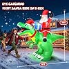9x7FT Christmas Inflatables Santa Ride on Dinosaur with LED Outdoor Christmas Dinosaur Inflatable Blow Up Yard Decorations with Sandbags Stakes Strings for Garden Decor #1