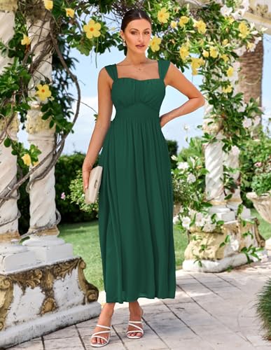 Image of GRACE KARIN 2026 Women's Summer Floral Wedding Guest Dress,Beach Flowy A Line Maxi Off Shoulder Bridesmaid Dresses