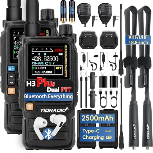 Image of TIDRADIO TD-H3 Plus(BP-3) Ham Radio Handheld, Bluetooth-Headphone-connectable, Web Upgrade, APP PC Wireless Programming, 8-Band Long Range Walkie Talkies NOAA Weather Two-Way Radio