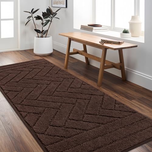 Biscpro Door Mat,50x120cm DoorMat Indoor Washable, Doormat Indoor Dirt Trapper Non-slip,Absorbent Inside Entrance Rug Mat for Entryway,Patio,Garden,Laundry Room,Pets -Camel