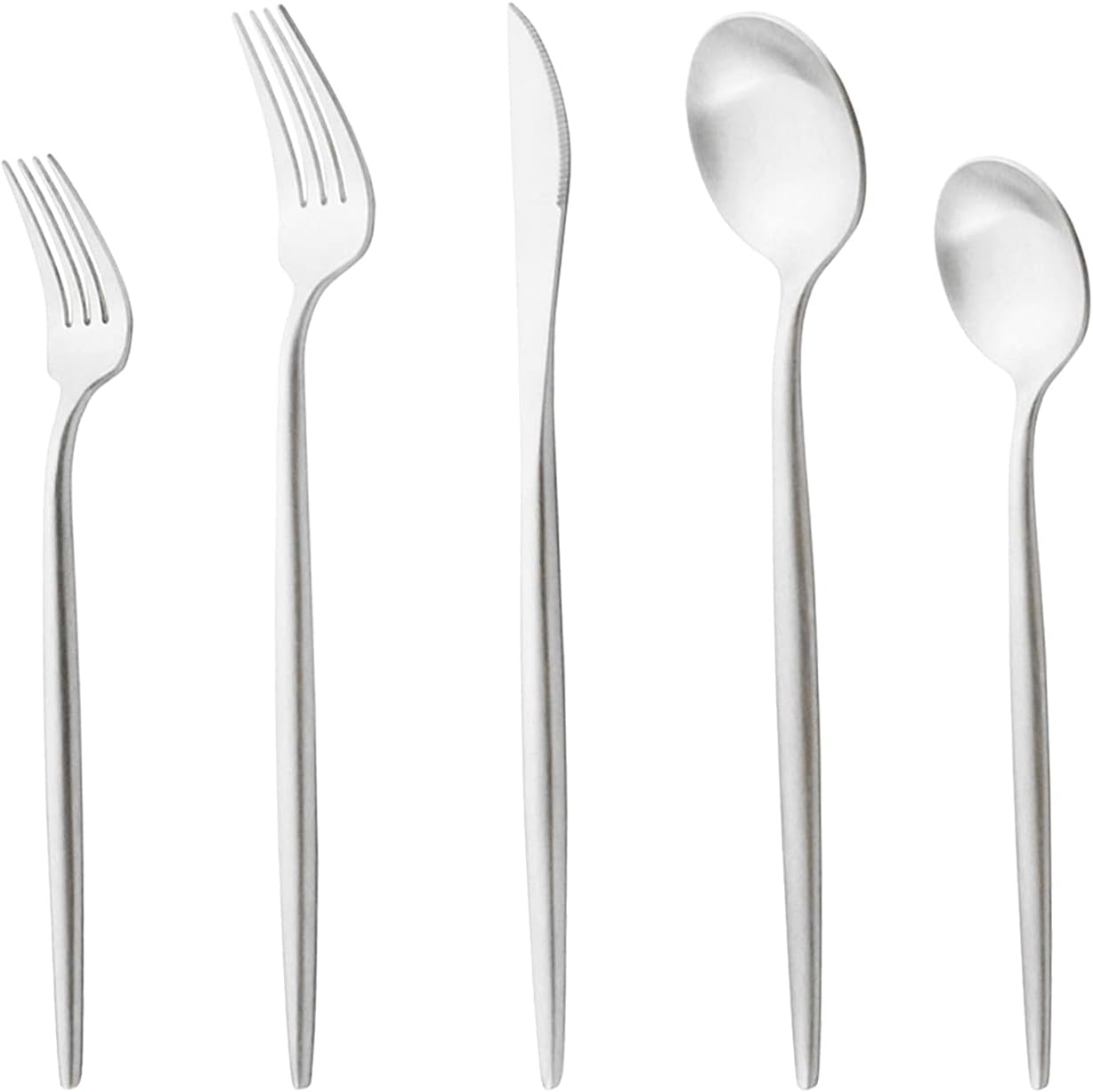16-Piece Silver Flatware Silverware Set, 18/10 Heavy Duty Stainless Steel Flatware Service for 4, Cutlery Include Knife/Fork/Spoon/Coffee Spoon, Satin Finished, Dishwasher Safety