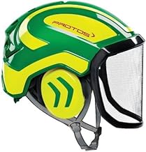 Protos integral - Casco de seguridad, protección auditiva, diseño de visera fina, color verde y amarillo